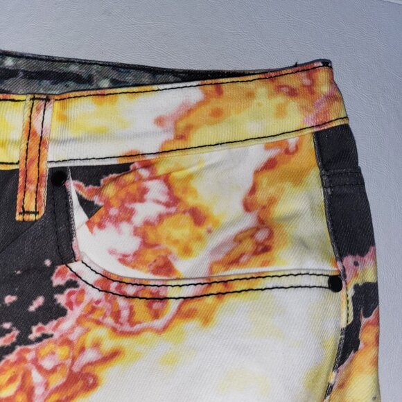 Y2K AOP Skull Jeans Descend Video Game Fire Evisu 34x29/30 - Picture 11 of 16